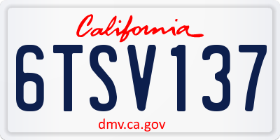 CA license plate 6TSV137