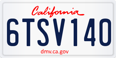 CA license plate 6TSV140