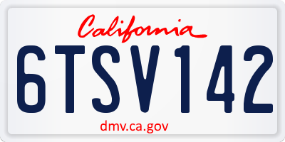 CA license plate 6TSV142