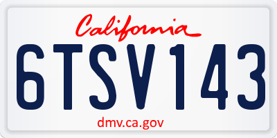 CA license plate 6TSV143