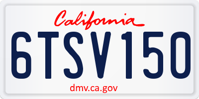 CA license plate 6TSV150