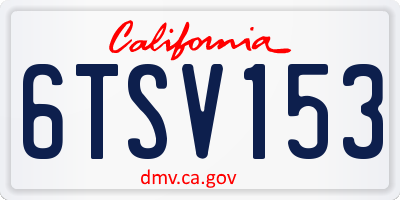 CA license plate 6TSV153