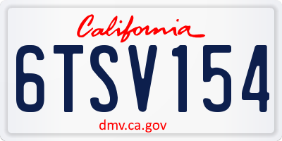 CA license plate 6TSV154