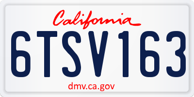 CA license plate 6TSV163