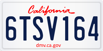 CA license plate 6TSV164