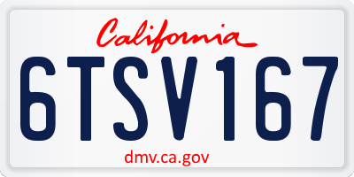 CA license plate 6TSV167