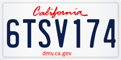 CA license plate 6TSV174