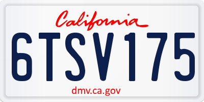 CA license plate 6TSV175