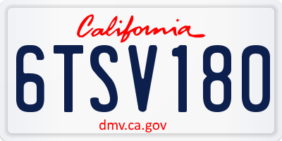 CA license plate 6TSV180