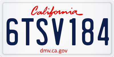 CA license plate 6TSV184