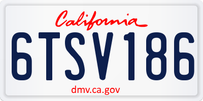 CA license plate 6TSV186