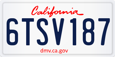 CA license plate 6TSV187