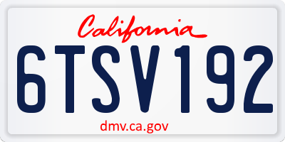 CA license plate 6TSV192
