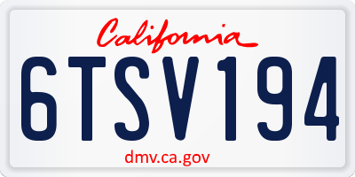 CA license plate 6TSV194