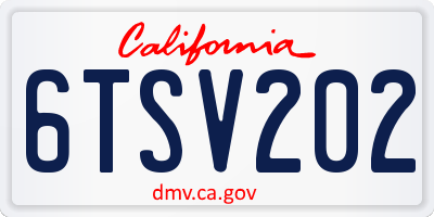 CA license plate 6TSV202