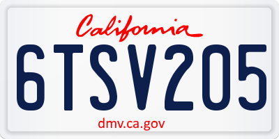 CA license plate 6TSV205