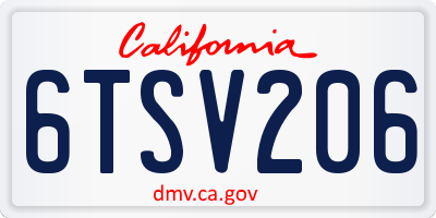 CA license plate 6TSV206