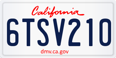 CA license plate 6TSV210