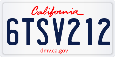 CA license plate 6TSV212