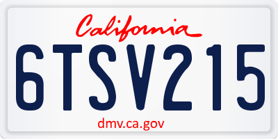 CA license plate 6TSV215