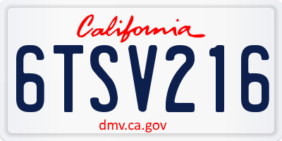 CA license plate 6TSV216