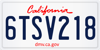 CA license plate 6TSV218