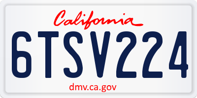 CA license plate 6TSV224