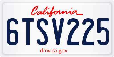 CA license plate 6TSV225