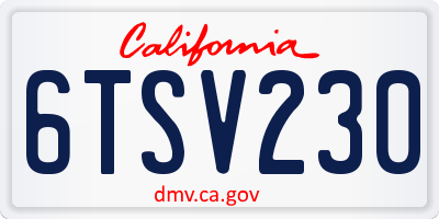CA license plate 6TSV230