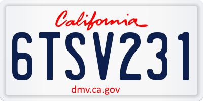 CA license plate 6TSV231