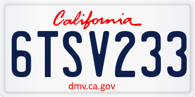 CA license plate 6TSV233