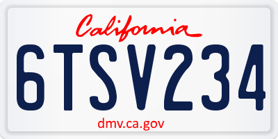 CA license plate 6TSV234