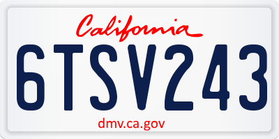 CA license plate 6TSV243