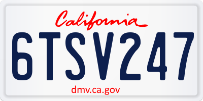 CA license plate 6TSV247