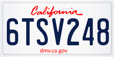 CA license plate 6TSV248