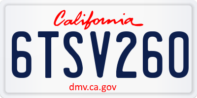 CA license plate 6TSV260