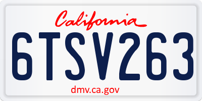 CA license plate 6TSV263