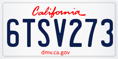 CA license plate 6TSV273