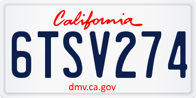 CA license plate 6TSV274