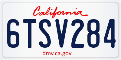CA license plate 6TSV284