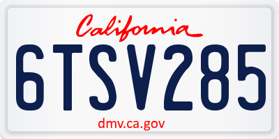 CA license plate 6TSV285