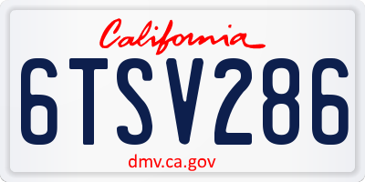 CA license plate 6TSV286