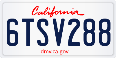 CA license plate 6TSV288