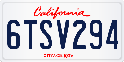 CA license plate 6TSV294