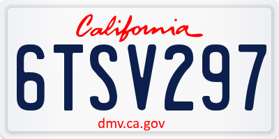 CA license plate 6TSV297