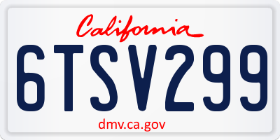 CA license plate 6TSV299