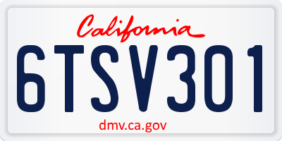 CA license plate 6TSV301