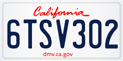 CA license plate 6TSV302