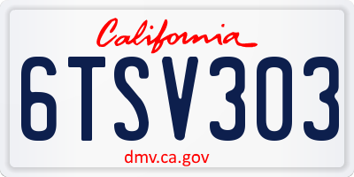CA license plate 6TSV303