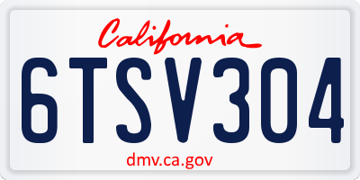 CA license plate 6TSV304